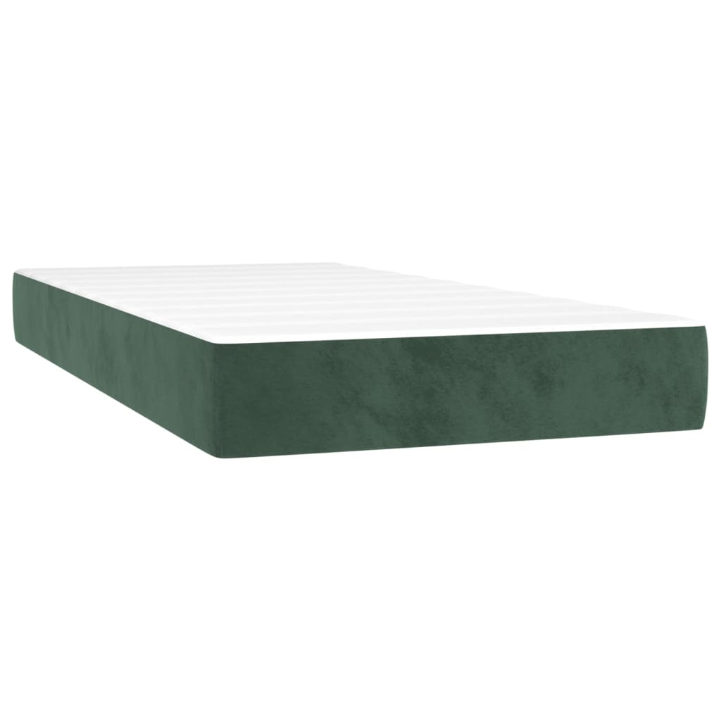 vidaXL Боксспринг легло с матрак, тъмнозелено, 100x200 см, кадифе