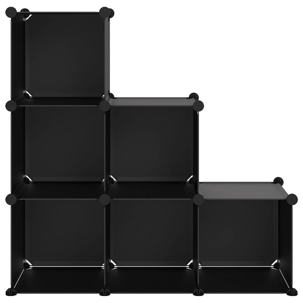vidaXL Органайзер с кубични отделения, 6 куба, черен, PP