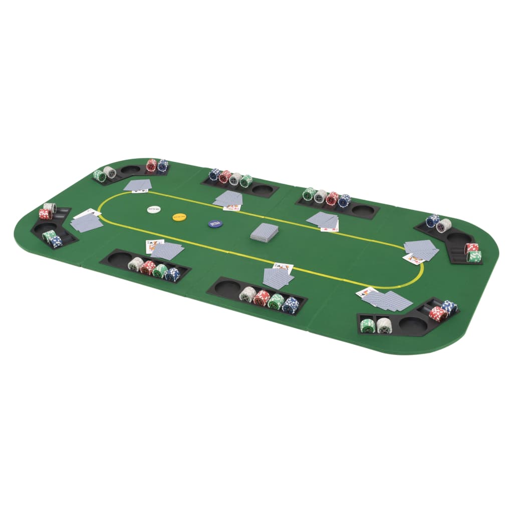 vidaXL Сгъваем покер плот за маса за 8 играчи, правоъгълен, зелен