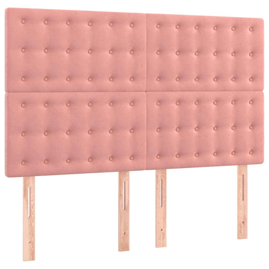 vidaXL Горни табли за легло, 4 бр, розова , 72x5x78/88 см, кадифе