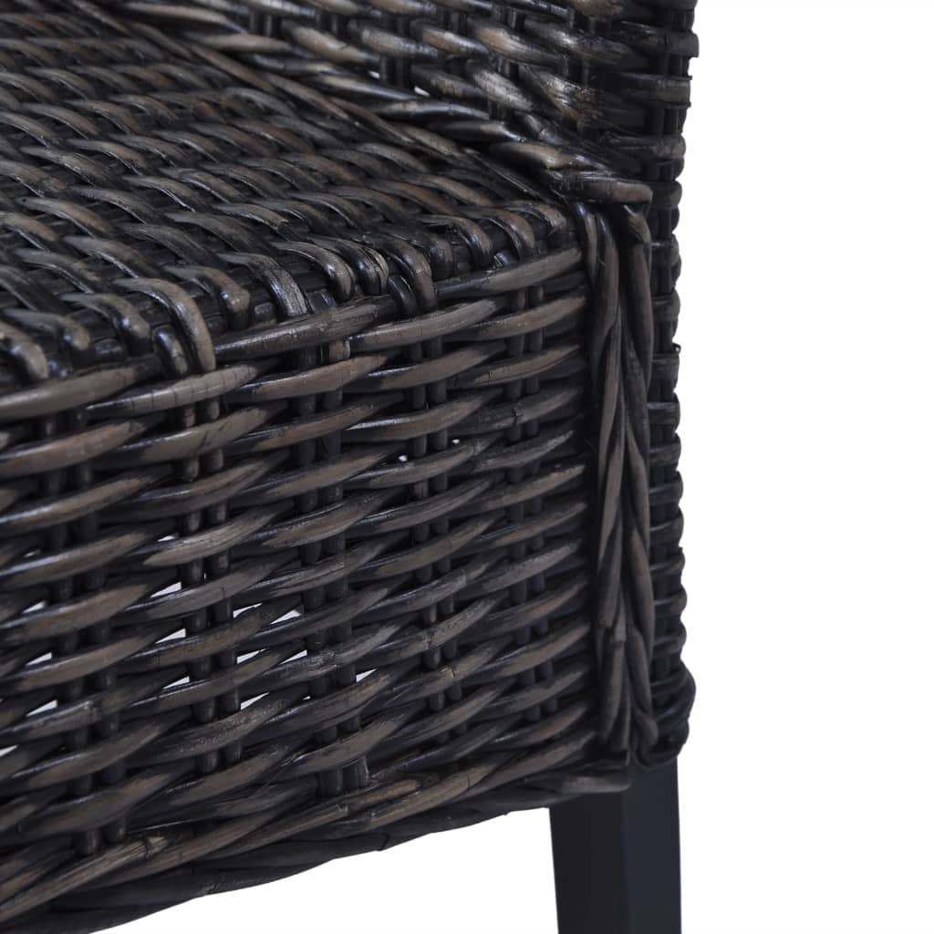 vidaXL Трапезни столове, 4 бр, черни, кубу ратан и мангова дървесина