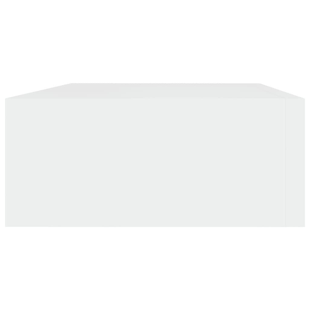 vidaXL Стенен рафт с чекмедже, бял, 40x23,5x10 см, МДФ