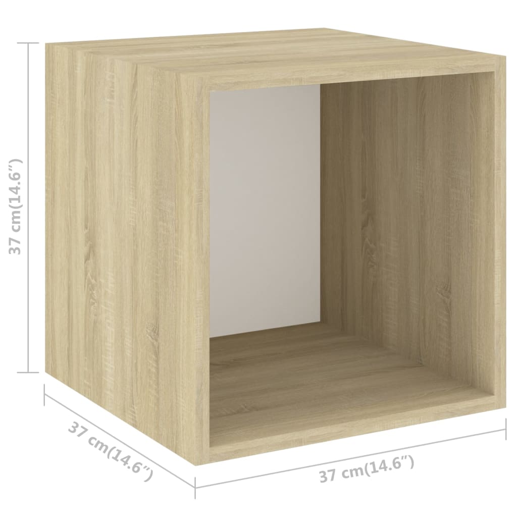 vidaXL Стенни шкафове, 2 бр, бяло и дъб сонома, 37x37x37 см, ПДЧ