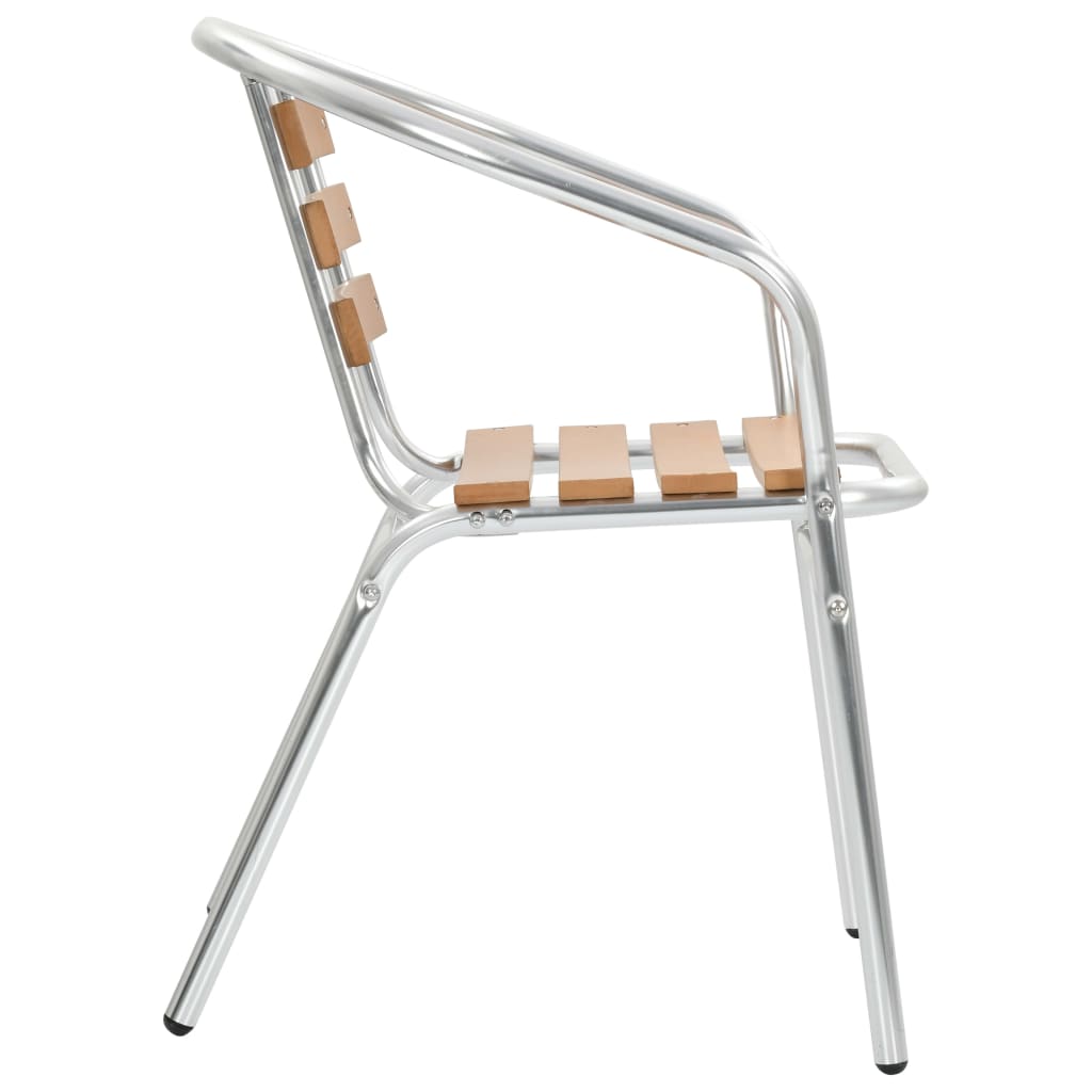 vidaXL Стифиращи градински столове, 4 бр, алуминий и WPC, сребристи