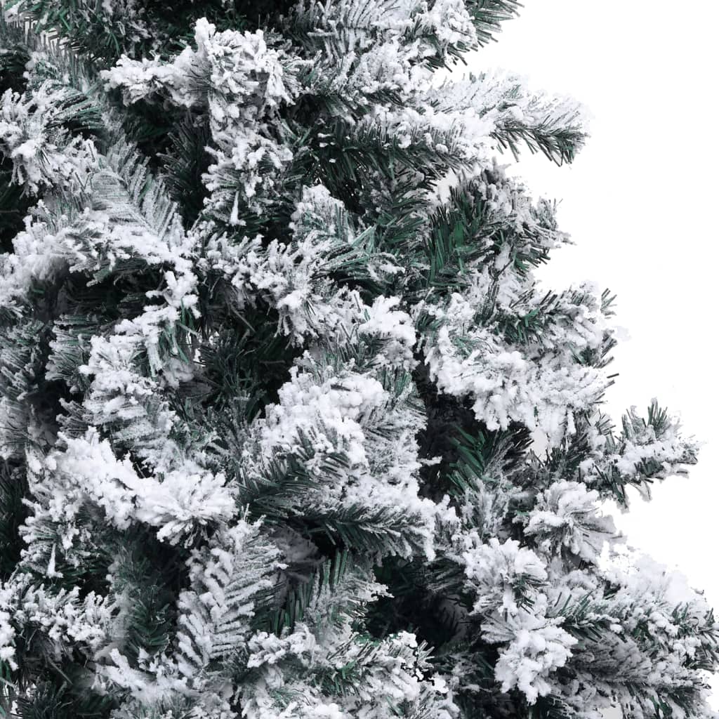 vidaXL Изкуствена осветена коледна елха, заскрежена, зелена, 120 см