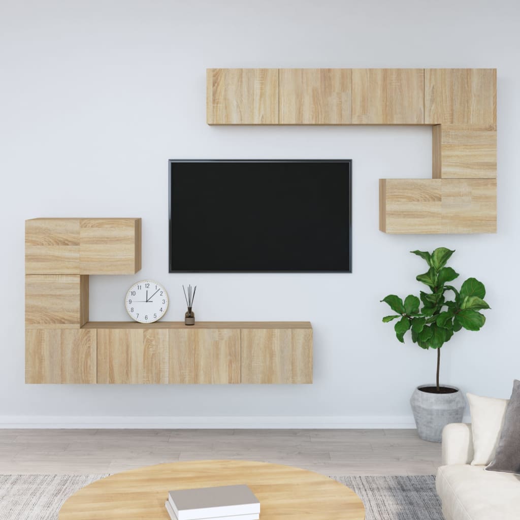 vidaXL ТВ шкафове за стенен монтаж, дъб сонома, инженерно дърво