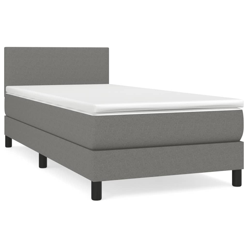 vidaXL Боксспринг легло с матрак, тъмносив, 80x200 см, плат
