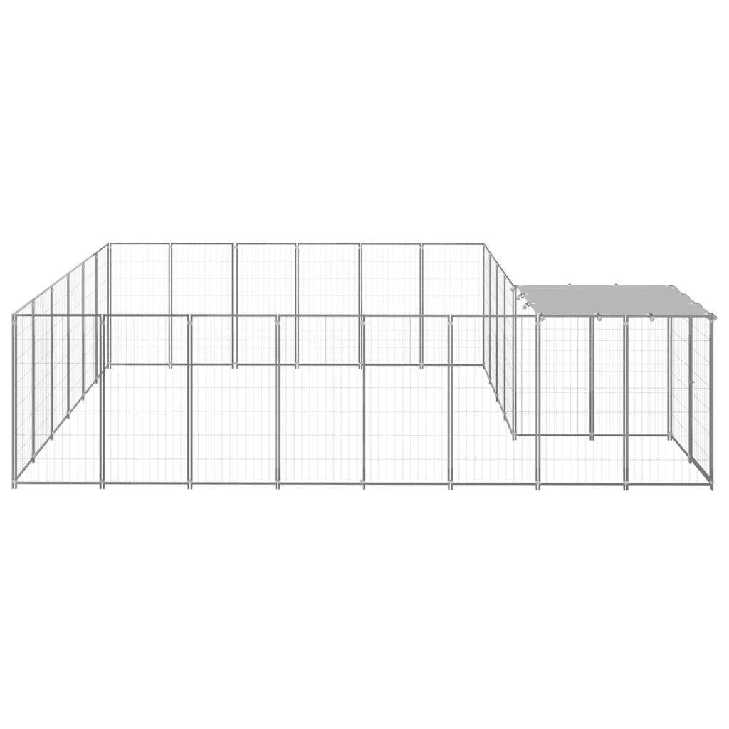 vidaXL Клетка за кучета, сребриста, 12,1 м², стомана