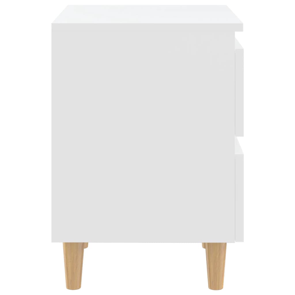 vidaXL Нощно шкафче с крака от боров масив, бяло, 40x35x50 см