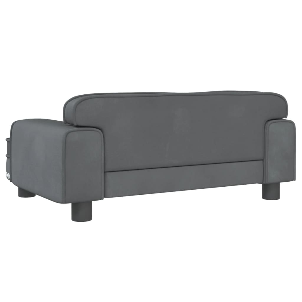 vidaXL Детски диван, Тъмносив, 70x45x30 см, кадифе