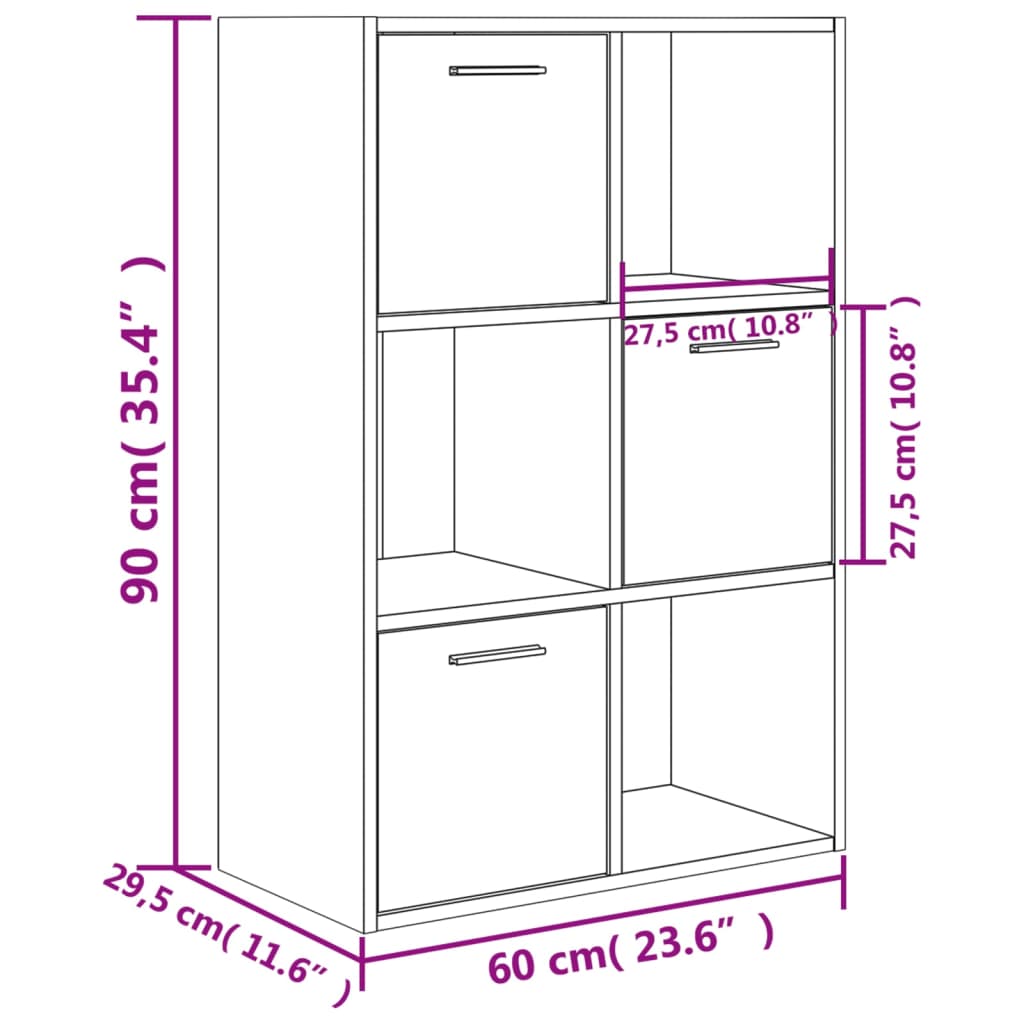 vidaXL Шкаф за съхранение, дъб сонома 60x29,5x90 см, ПДЧ