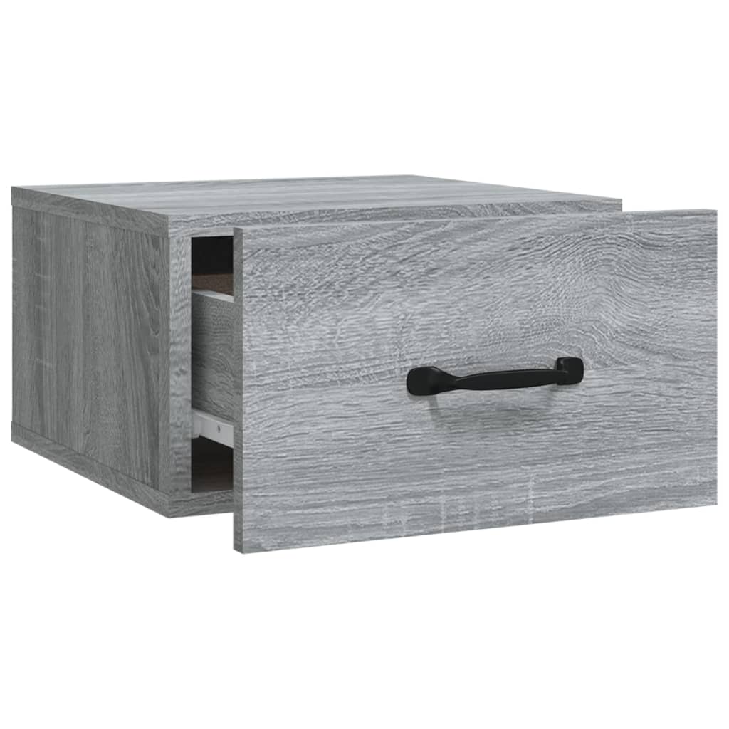vidaXL Нощни шкафчета за стенен монтаж, 2 бр, сив сонома, 35x35x20 см