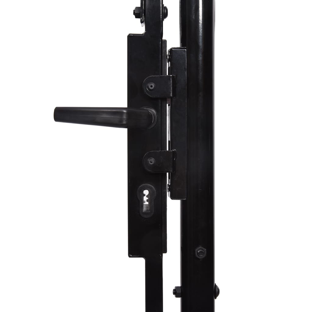 vidaXL Оградна порта една врата с остри върхове стомана 1х2 м черна