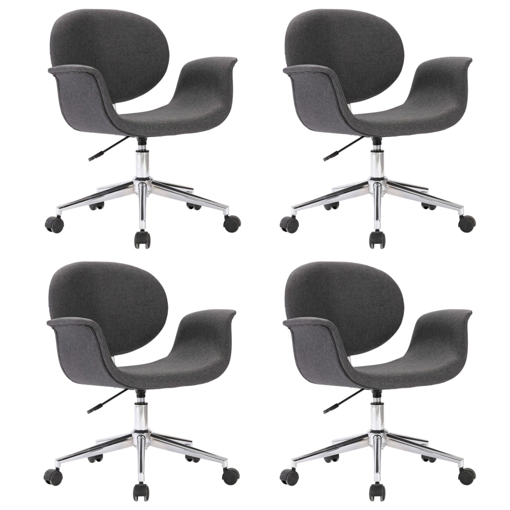 vidaXL Въртящи се трапезни столове, 4 бр, сиви, текстил