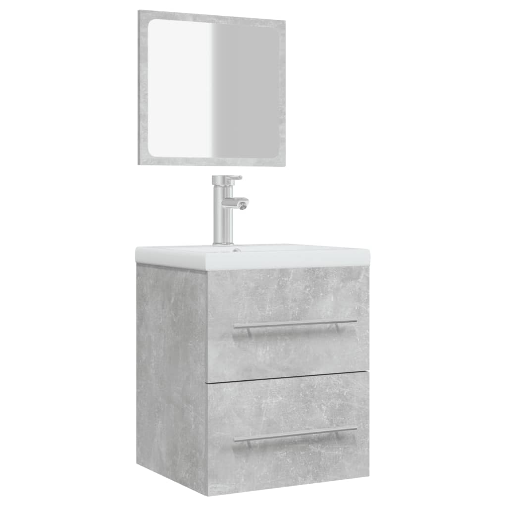 vidaXL Шкаф за баня с огледало, бетонно сив, 41x38,5x48 см