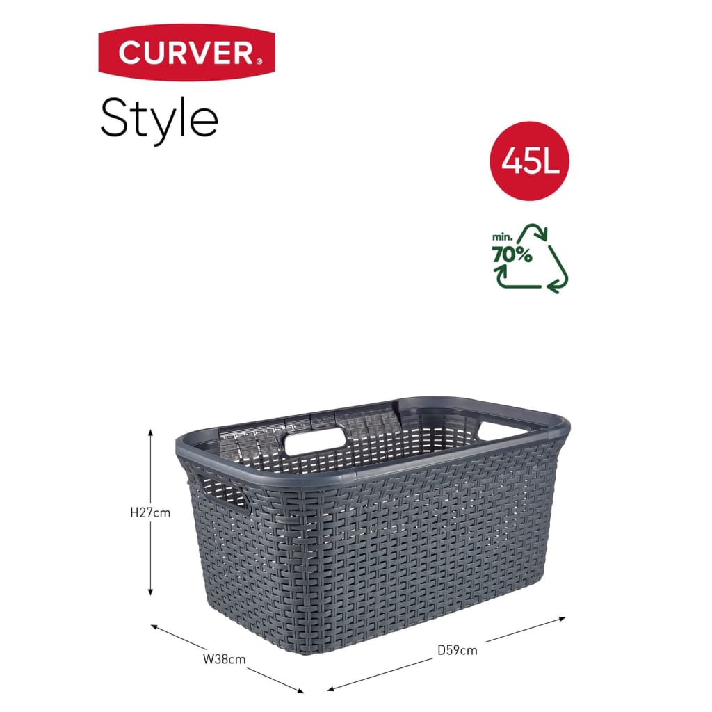 Curver Кош за пране "Style", 45 л, антрацит