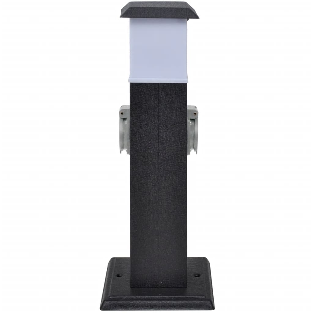 Черна градинска колона с контакт и лампа