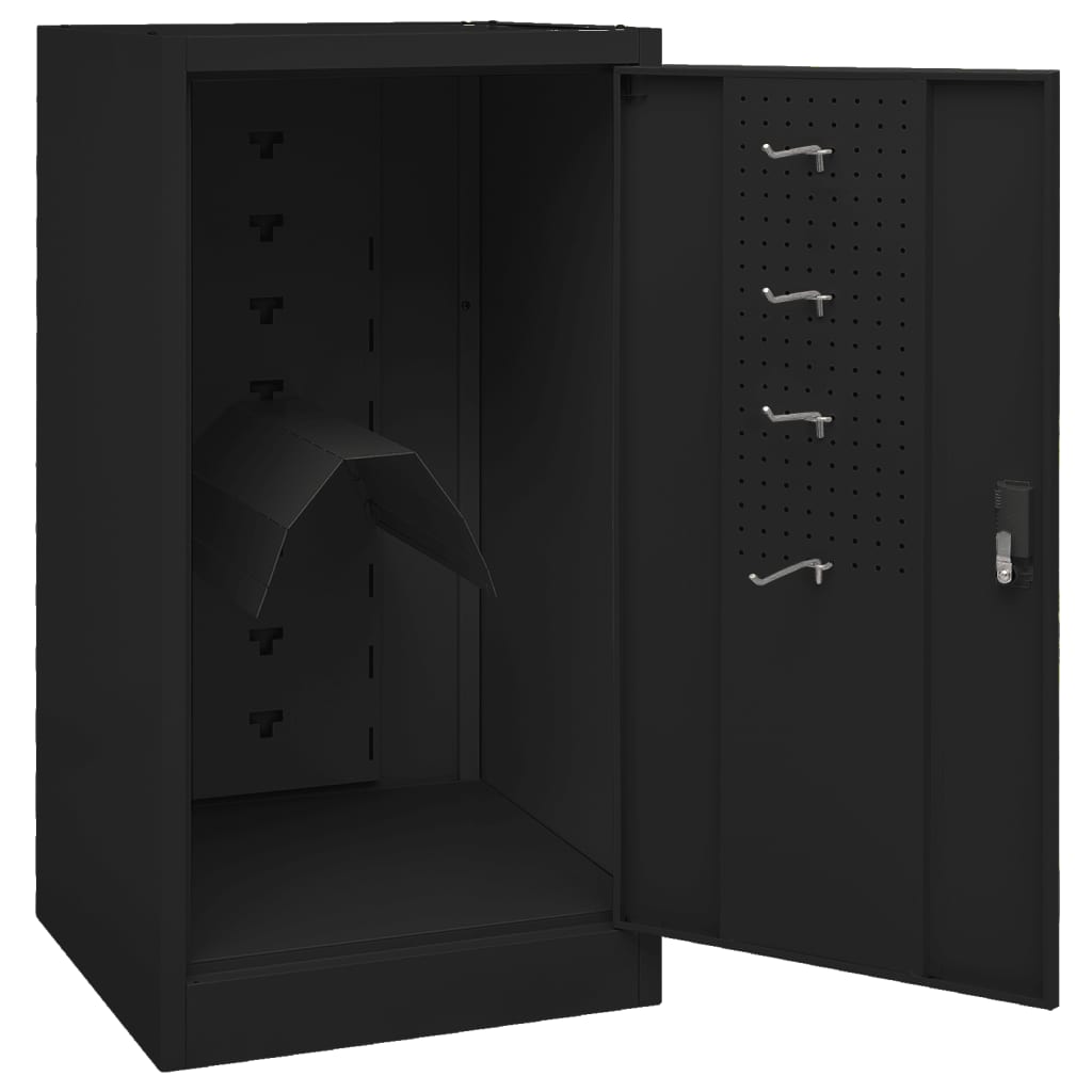vidaXL Шкаф за екипировка за езда, черен, 53x53x105 см, стомана