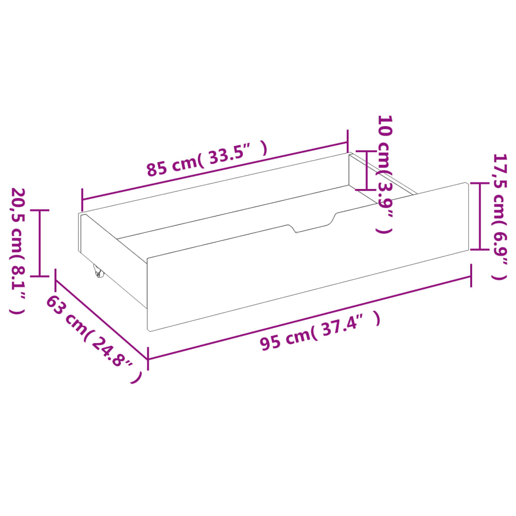 vidaXL Рамка за легло с 2 чекмеджета, бор масив, 160х200 см