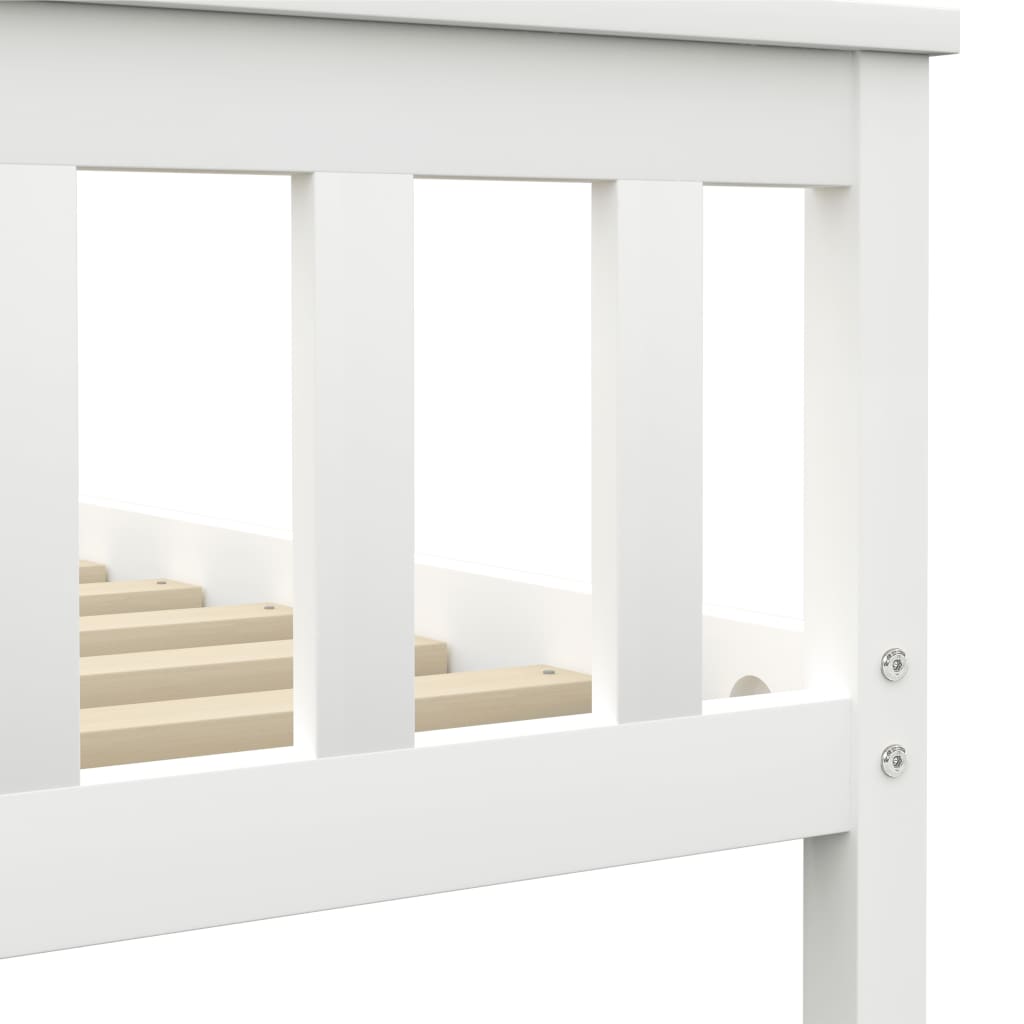 vidaXL Рамка за легло, бяла, борова дървесина масив, 160x200 cм