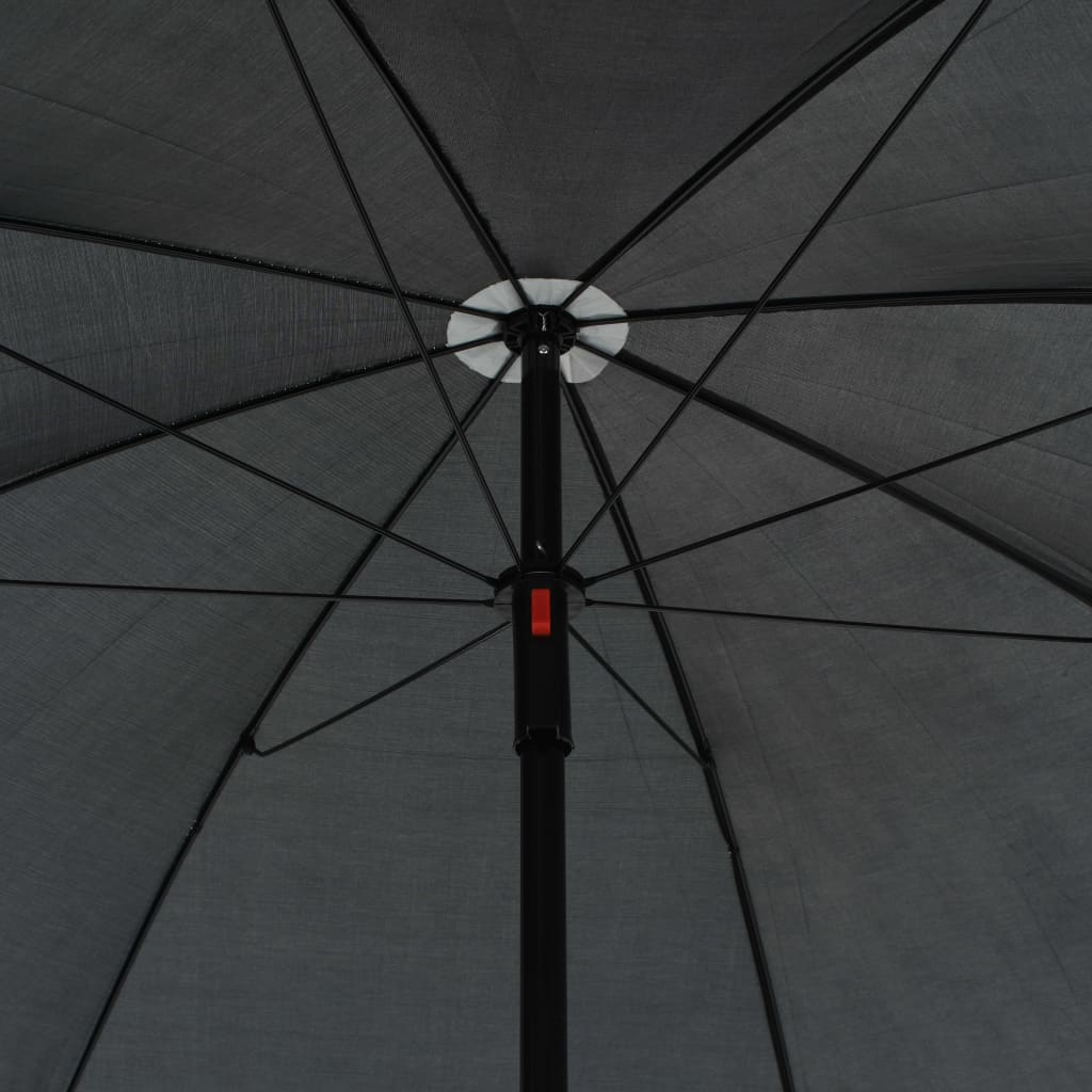 vidaXL 2-местен градински диван с възглавници и чадър сив полиратан