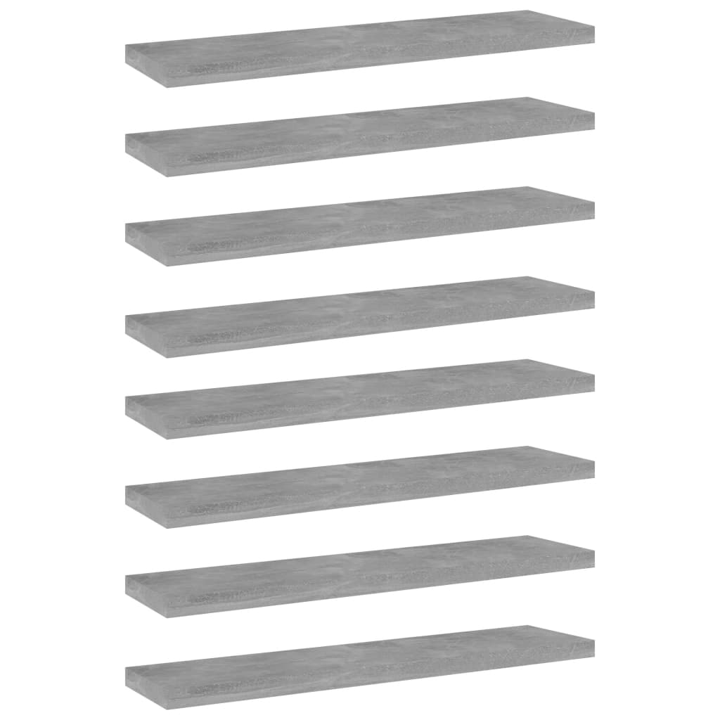 vidaXL Рафтове за етажерка, 8 бр, бетонно сиви, 40x10x1,5 см, ПДЧ