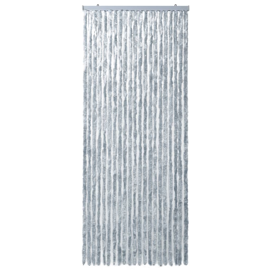 vidaXL Завеса против насекоми, бяло и сиво, 90x220 см, шенил