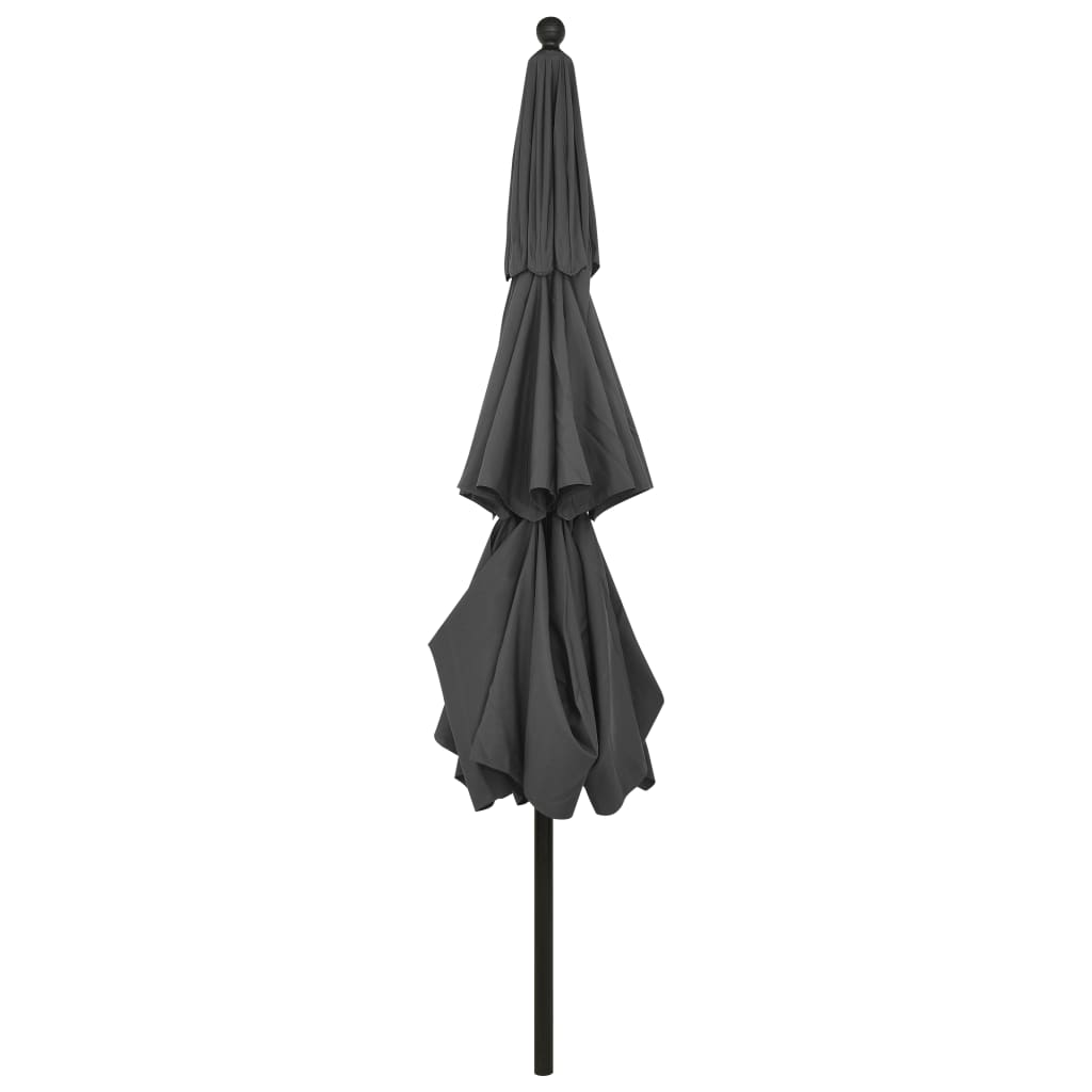 vidaXL Градински чадър на 3 нива с алуминиев прът, антрацит, 3,5 м