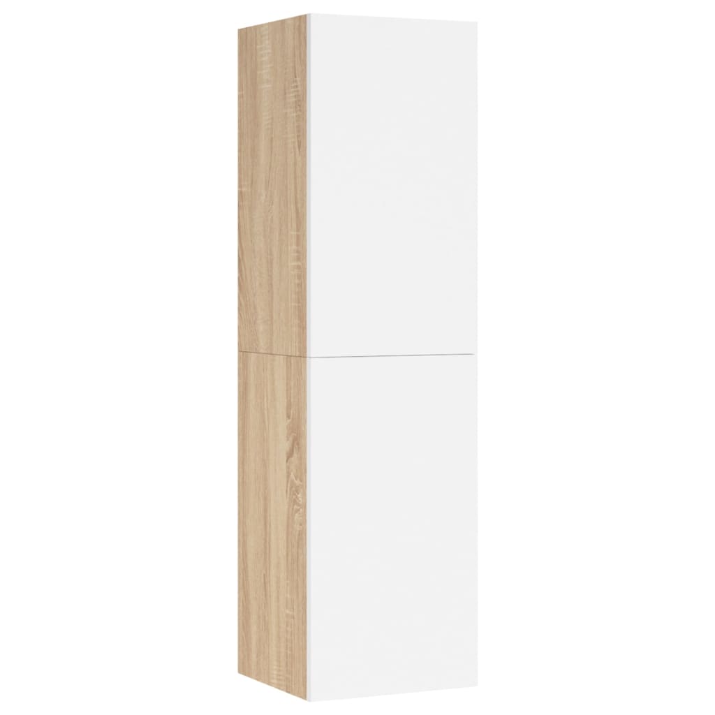 vidaXL ТВ шкаф, бяло и дъб сонома, 30,5x30x110 см, ПДЧ
