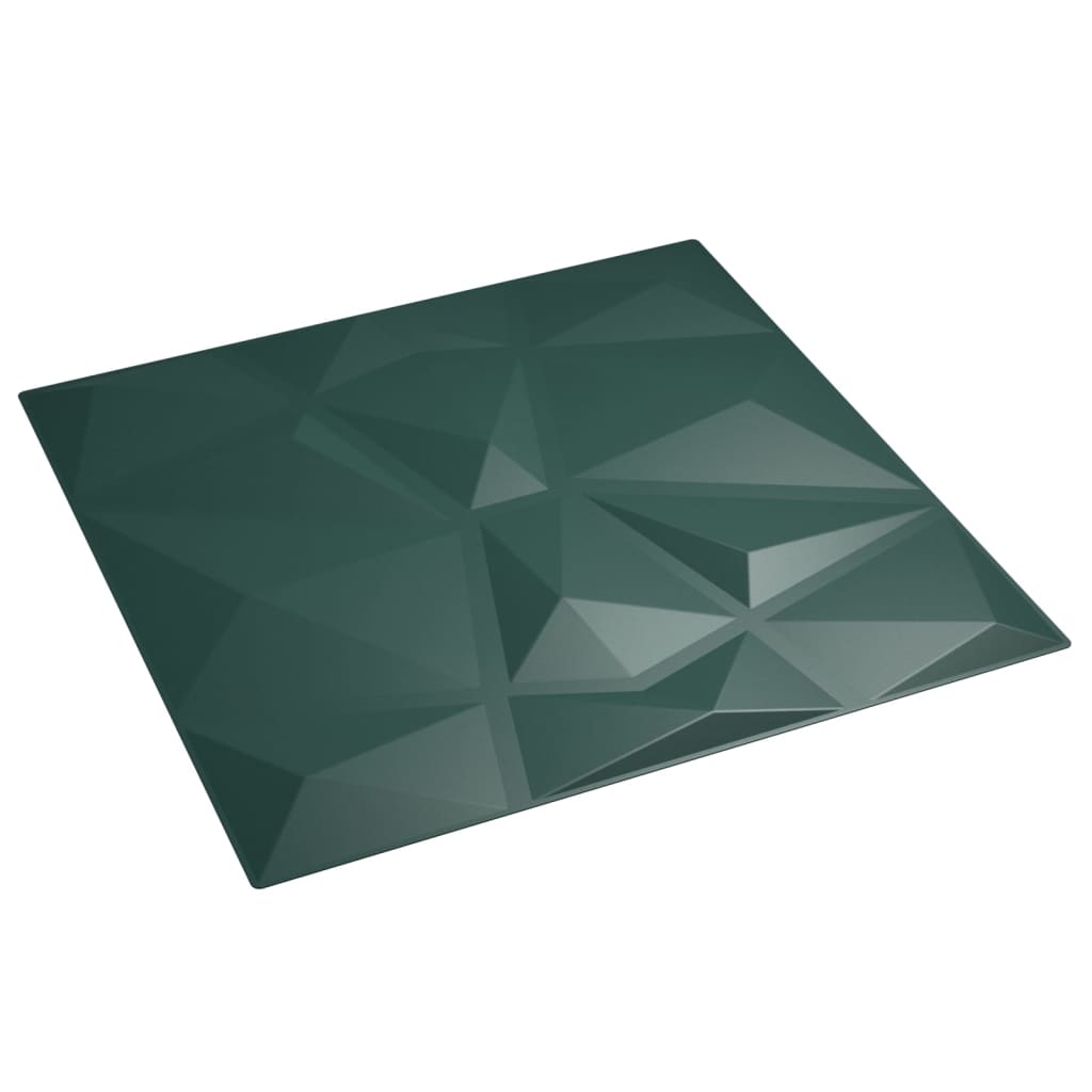 vidaXL Стенни панели 48 бр зелени 50x50 см XPS 12 м² диамант