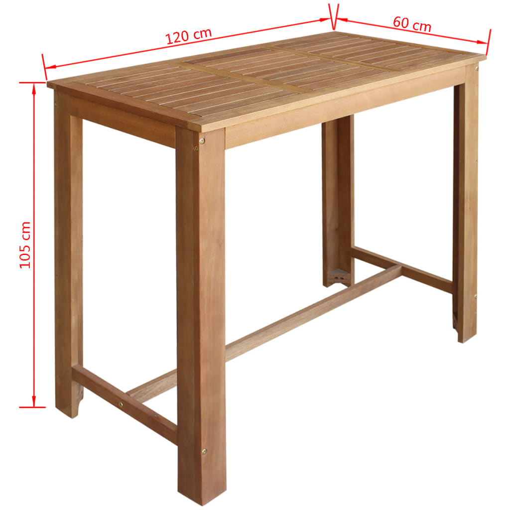 vidaXL Комплект бар маса и столове, солидно акациево дърво, 5 части