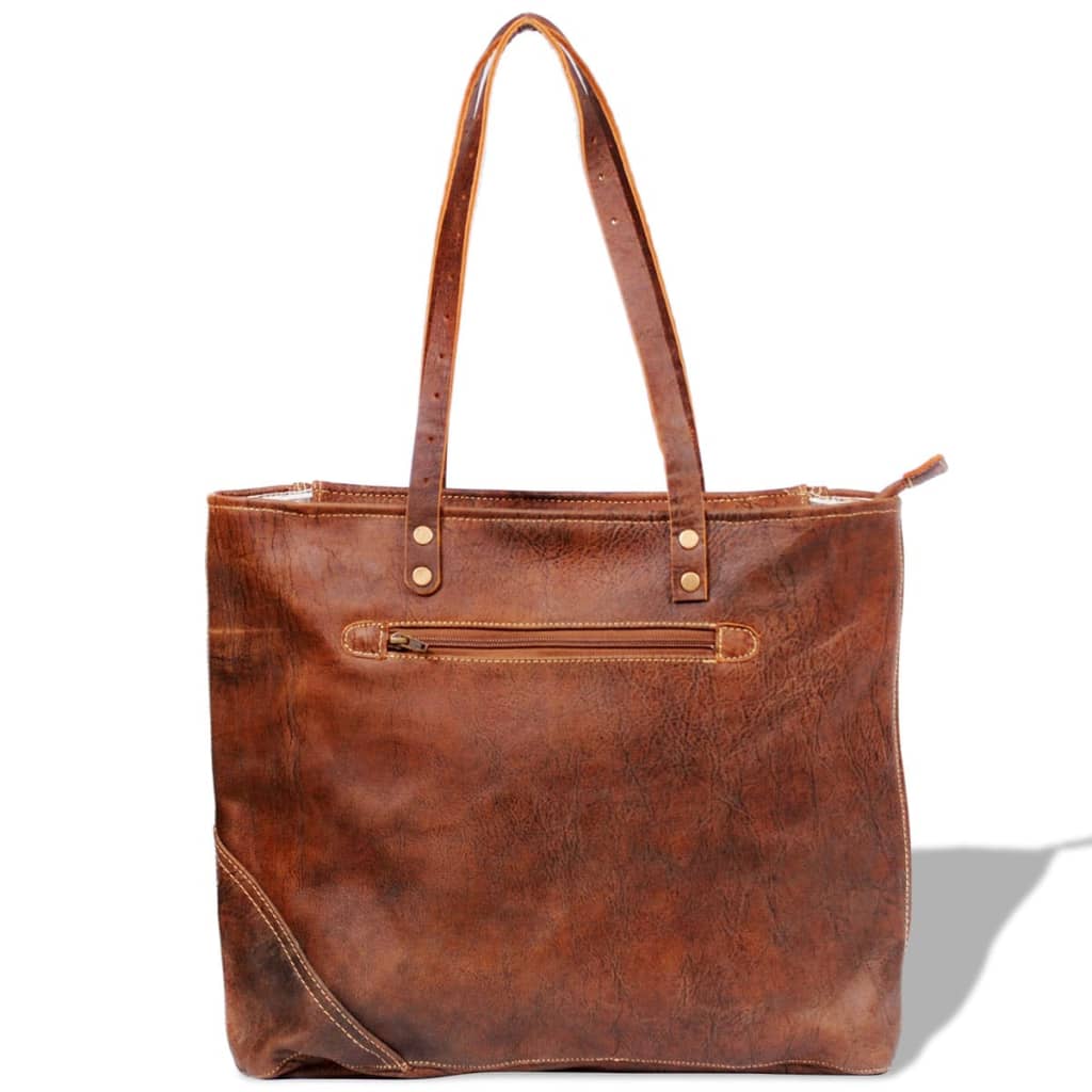 Чанта за шопинг, от естествена кожа, кафява