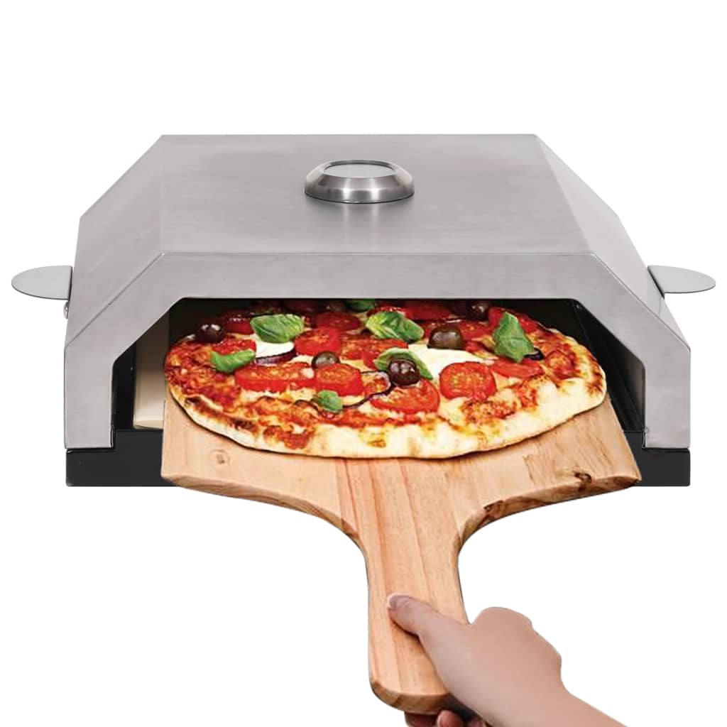 vidaXL Пица фурна с керамична плоча за барбекю на газ/въглища