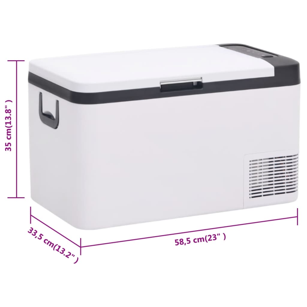 vidaXL Хладилна кутия с дръжка и адаптер черно и бяло 25 л PP и PE
