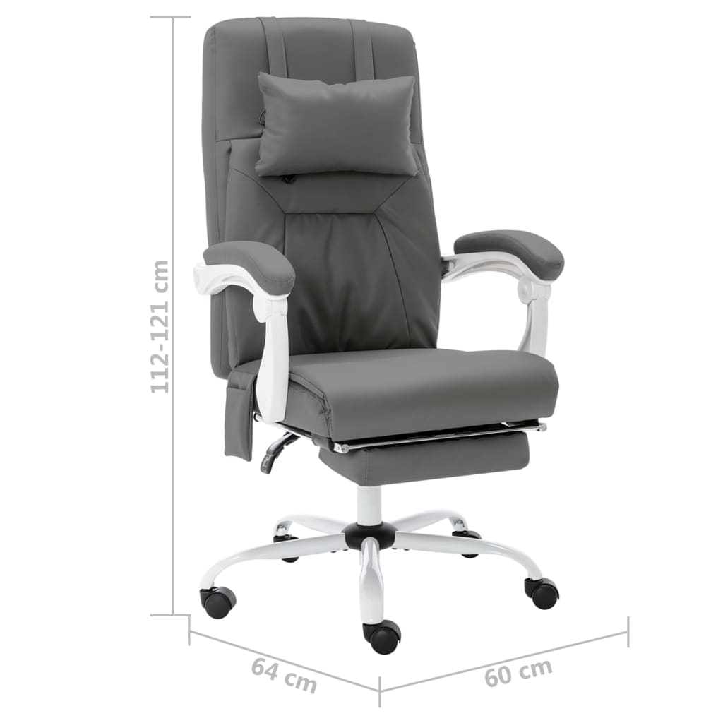 vidaXL Масажен офис стол, сив, изкуствена кожа