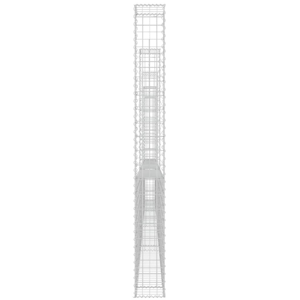 vidaXL U-образна габионна кошница с 6 стълба, желязо, 620x20x200 см
