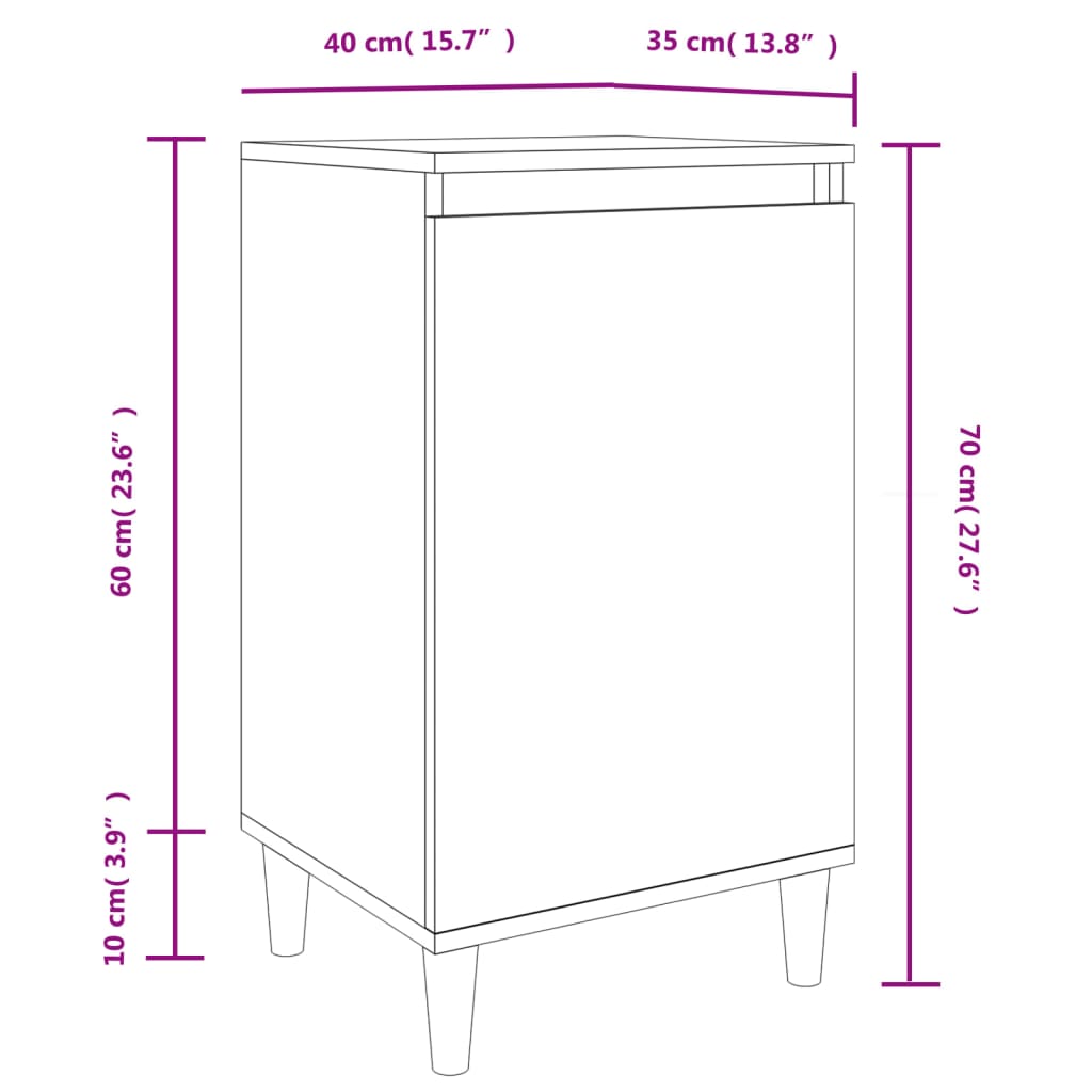 vidaXL Нощно шкафче, сив сонома, 40x35x70 см, инженерно дърво