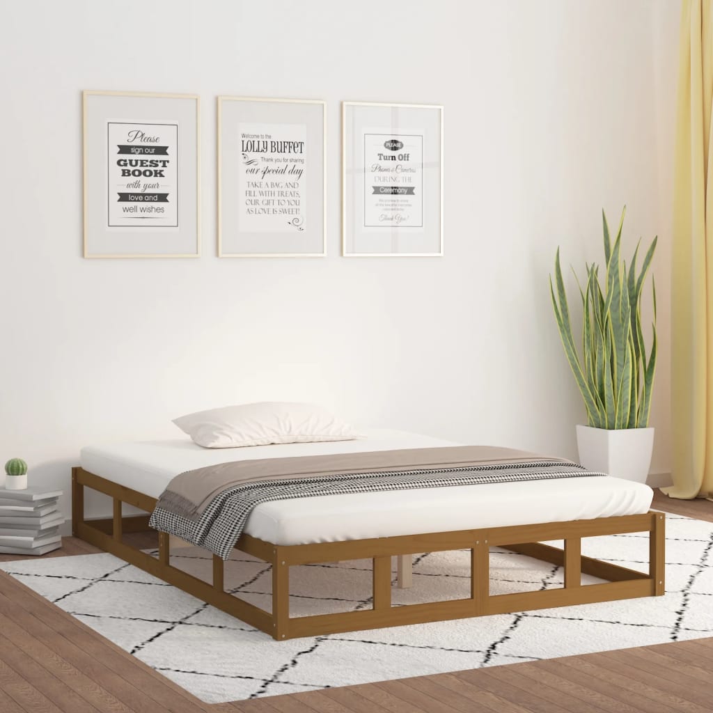 vidaXL Рамка за легло, меденокафява, масивно дърво, 200x200 см