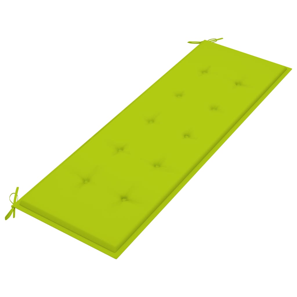 vidaXL Пейка Батавия с яркозелена възглавница, 150 см, тик масив