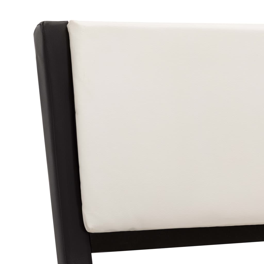vidaXL Рамка за легло с LED, черно и бяло, изкуствена кожа, 90x200 cм