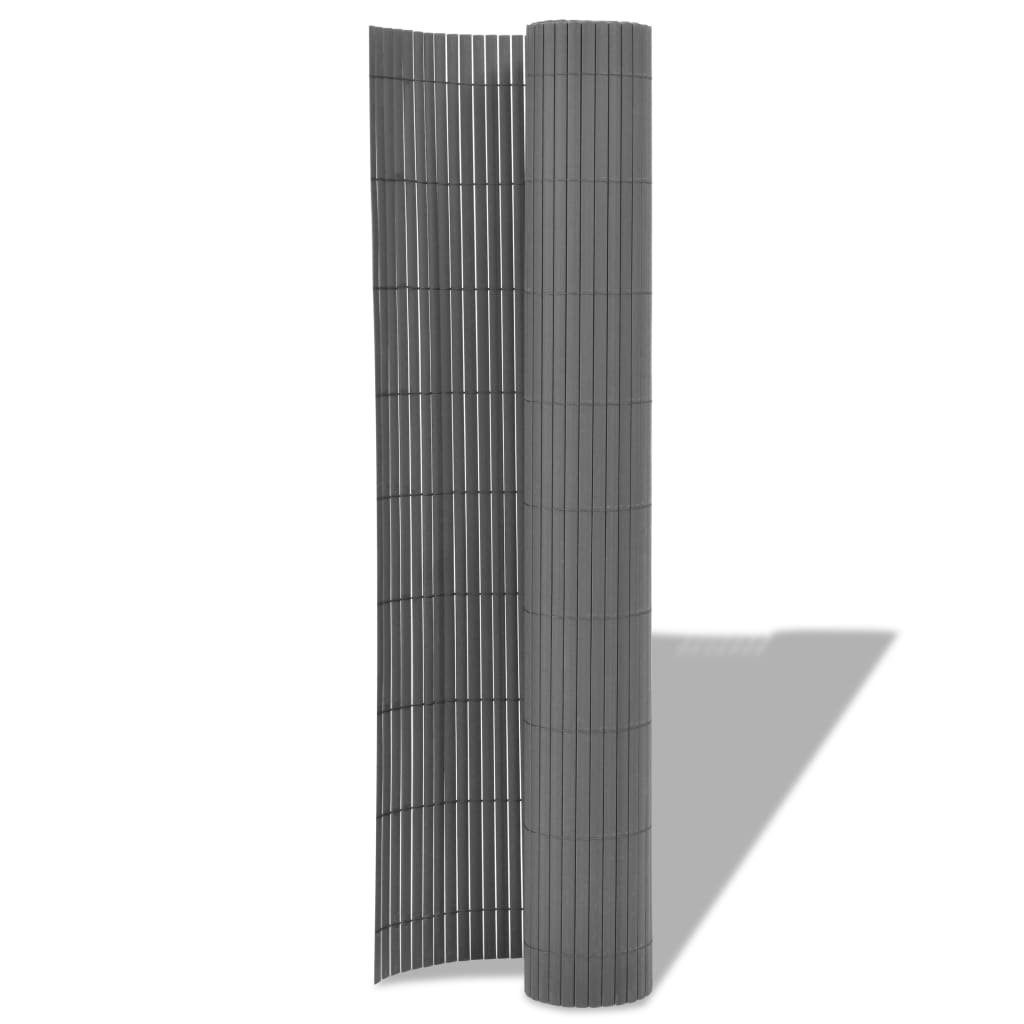 vidaXL Двустранна градинска ограда, PVC, 90x300 см, сива