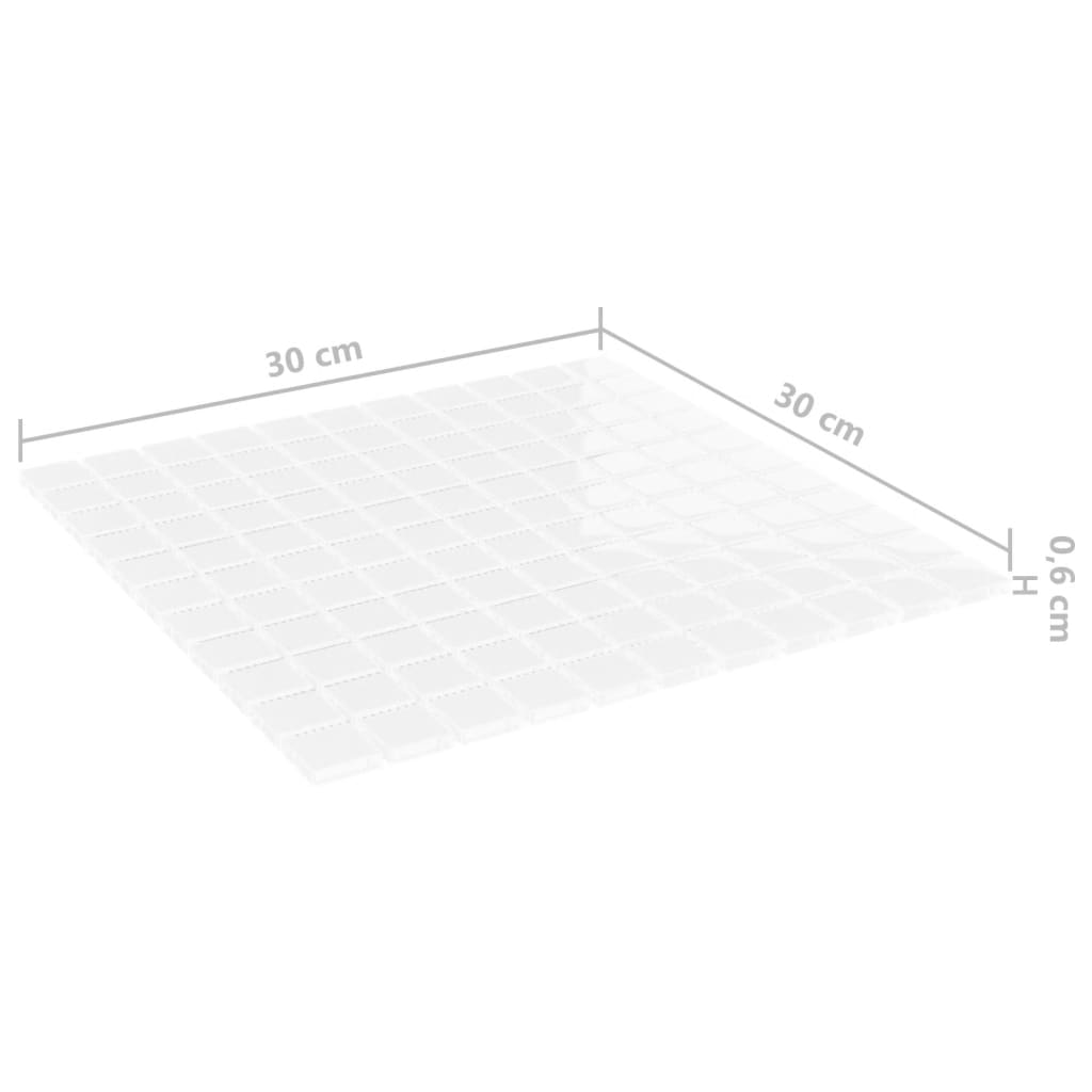 vidaXL Плочки тип мозайка, 11 бр, бяло, 30х30 см, стъкло