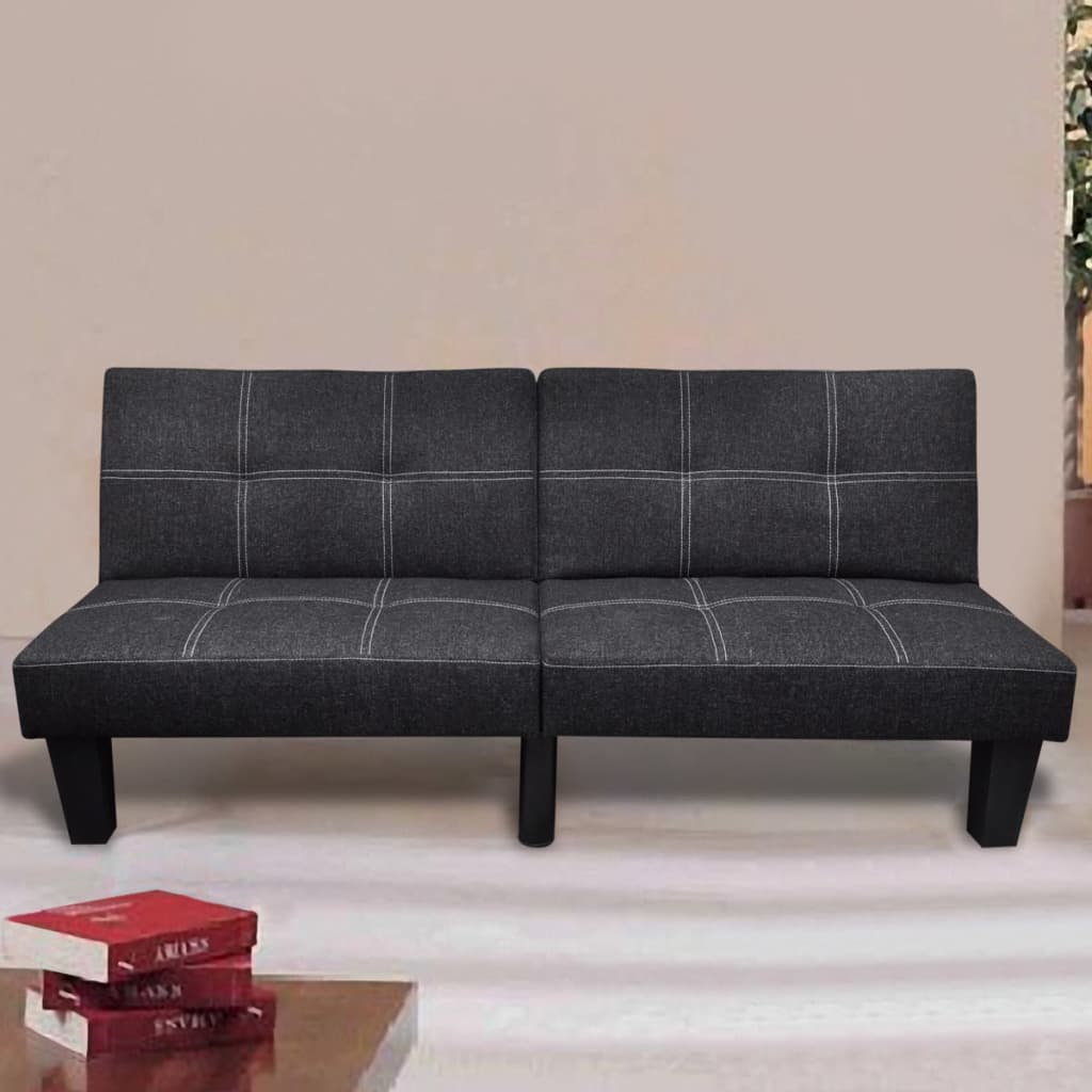 vidaXL Разтегателен диван текстил регулируем черен