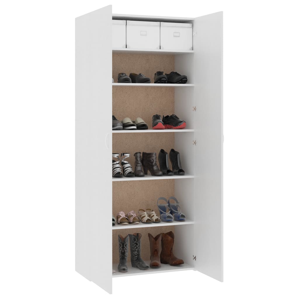 vidaXL Шкаф за обувки, бял, 80x35,5x180 см, ПДЧ