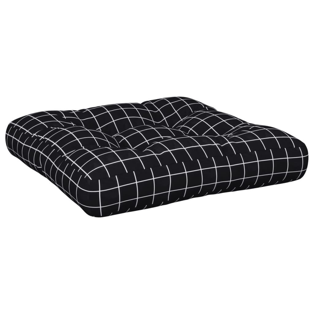 vidaXL Палетна възглавница, черно каре, 50x50x12 см, текстил