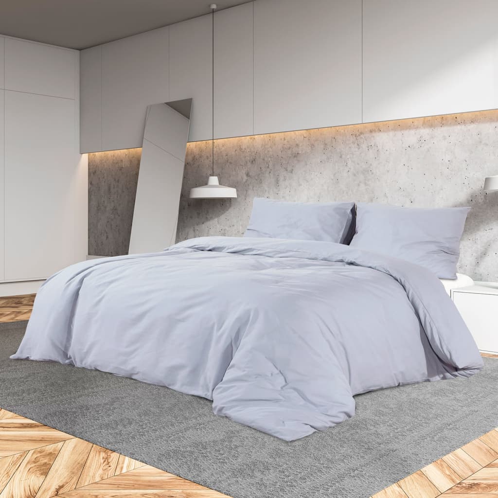 vidaXL Комплект спално бельо, сив, 200x200 см, памук