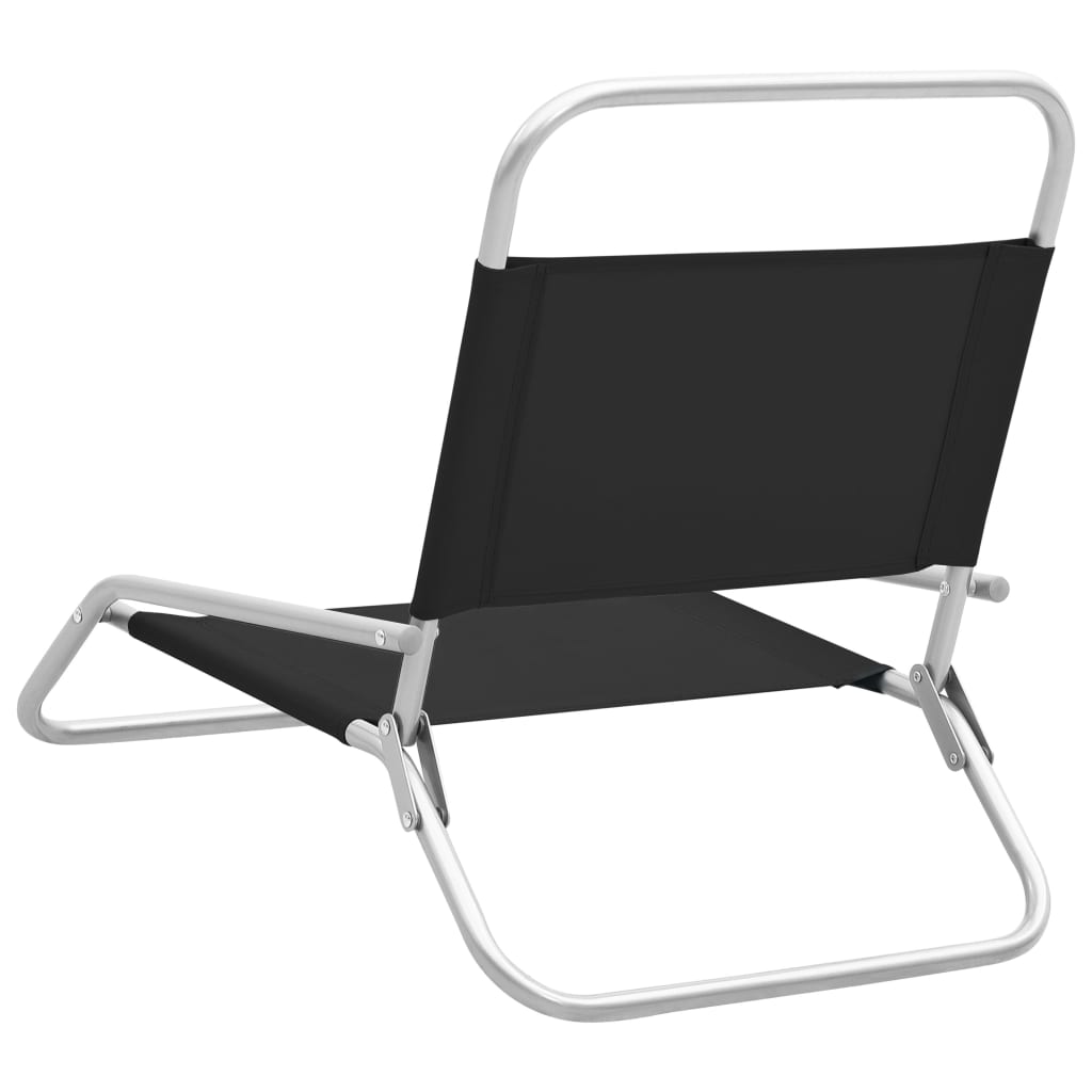 vidaXL Сгъваеми плажни столове, 2 бр, черни, текстил