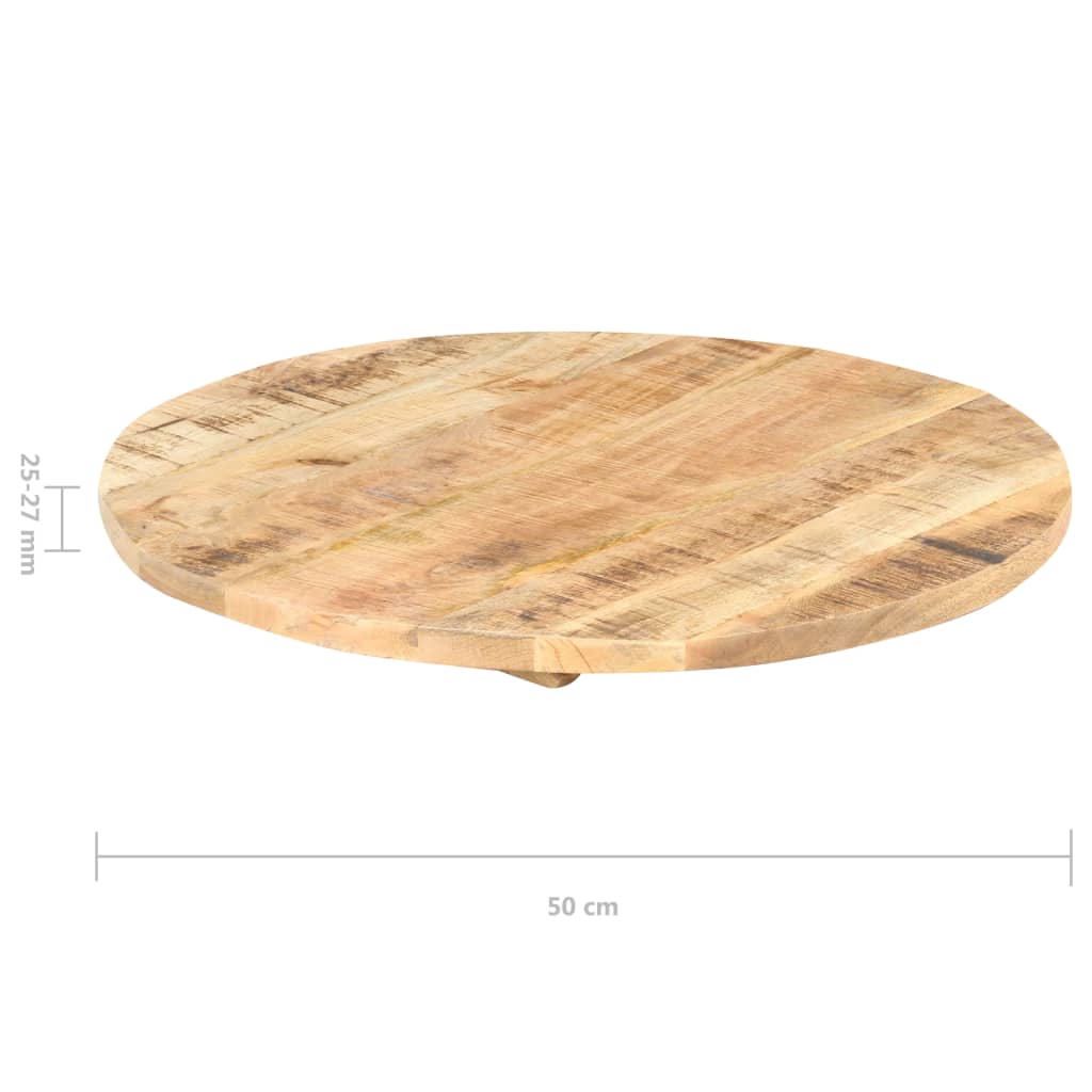 vidaXL Плот за маса, мангово дърво масив, кръгъл, 25-27 мм, 50 cм