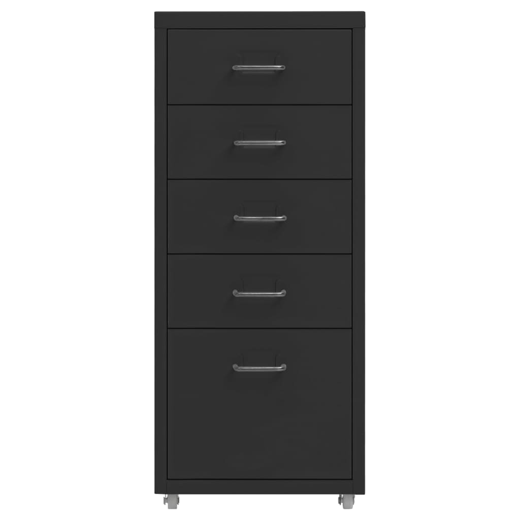 vidaXL Мобилен офис шкаф, черен, 28x41x69 см, метал