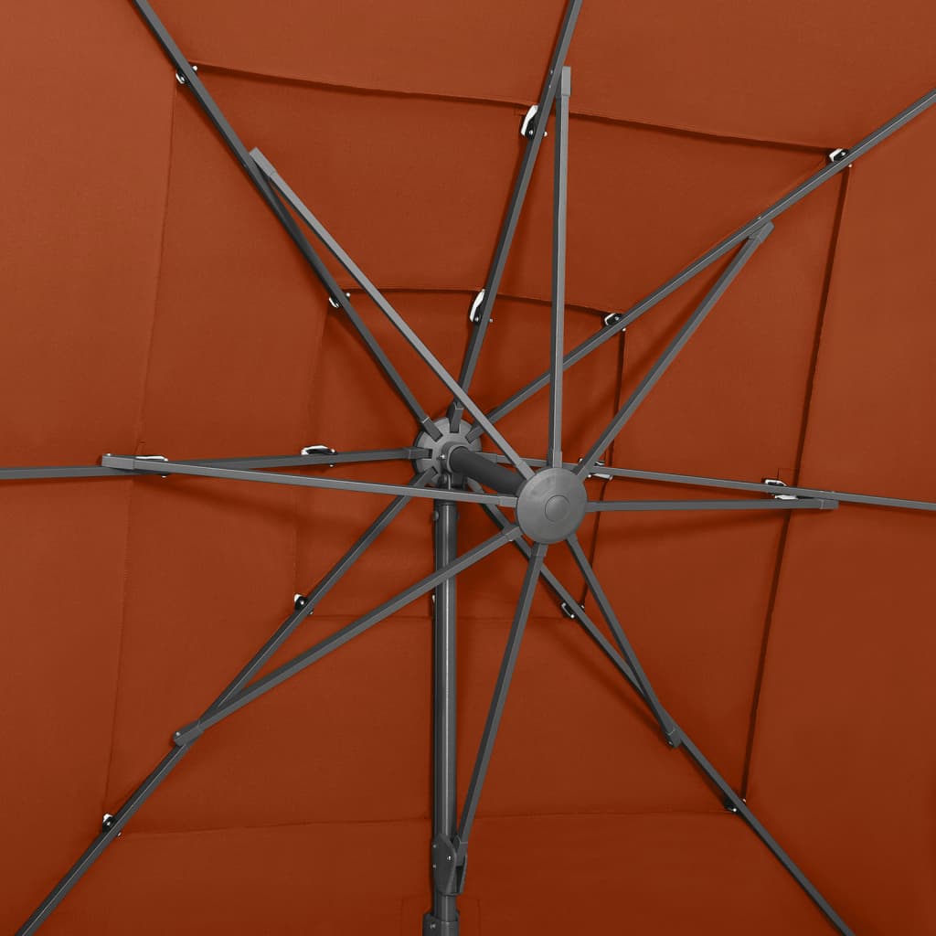 vidaXL Градински чадър на 4 нива, алуминиев прът, теракота, 250x250 см